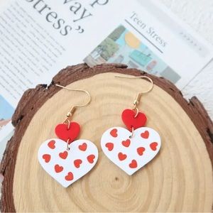 Heart Design Dangle Earrings Elegant Style Acrylic Jewelry Trendy Valentine Day